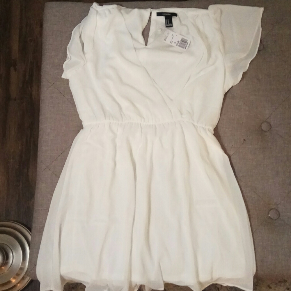 Brand New White Faux Dress With Tags